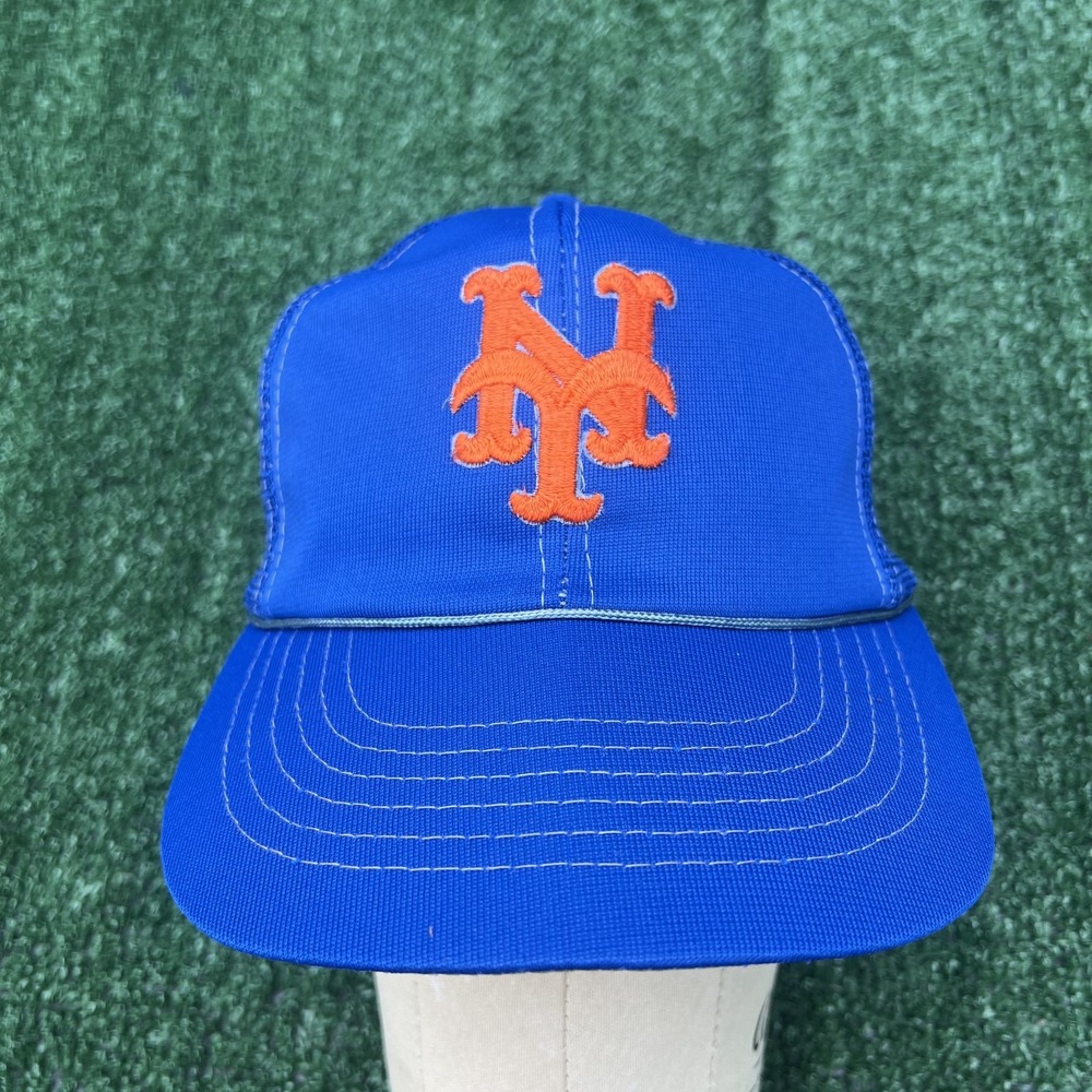 Vintage New York Mets MLB Rope Trucker Hat Snapback Logo Sports Baseball 80s